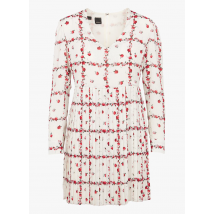 Pinko - Korte jurk met v-hals en bloemenprint - 44 Maat - Rood