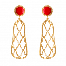 Lavani Jewels - Boucles d'oreilles en pierre naturelle - Taille Unique - Rouge