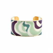 Bangle Up - Manchette imprimée en laiton doré - Taille Unique - Vert