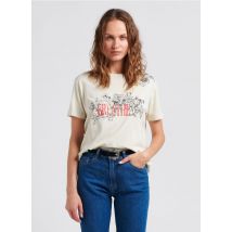 Berenice - Katoenen t-shirt met ronde hals - S Maat - Beige