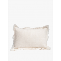 Bed And Philosophy - Coussin à franges 60x40 cm en laine mélangée - Taille 40x60 cm - Beige