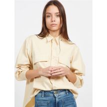 Acquaverde - Katoenen blouse met klassieke kraag - L Maat - Geel