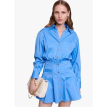 Maje - Robe courte col classique en coton mélangé - Taille 36 - Bleu