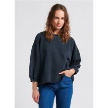 Berenice - Katoenen sweater met ronde hals - XS Maat - Zwart