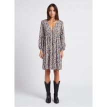 See U Soon - Korte jurk met v-hals en abstracte print - 3 Maat - Beige