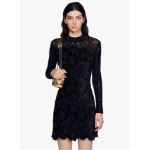 Sandro - Korte jurk met ronde hals en borduursel - 34 Maat - Zwart