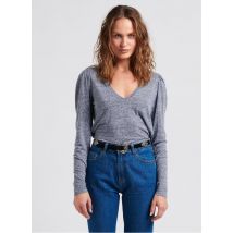 Berenice - Camiseta de mezcla de algodón con cuello de pico - Talla M - Gris