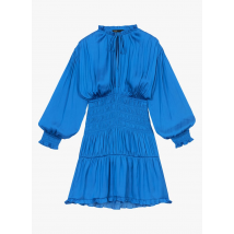 Maje - Korte jurk met tunesische hals en satijneffect - 34 Maat - Blauw