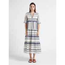 Maison 123 - Robe midi Col V imprimée en coton - Taille 44 - Blanc