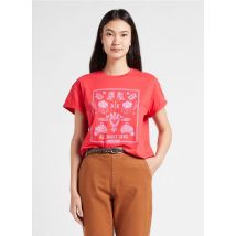 I Code - Tee-shirt col rond sérigraphié en coton - Taille XS - Rose