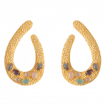 Lavani Jewels - Boucles d'oreilles en pierre naturelle - Taille Unique - Doré