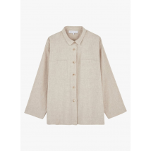 Laurence Tavernier - Flanellen blouse met klassieke kraag en chiné-effect - L Maat - Beige