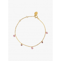 Une A Une - Schakelarmband van verguld messing - Een Maat - Roze