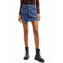 Desigual - Bestickter minirock aus denim - Größe M - Blau