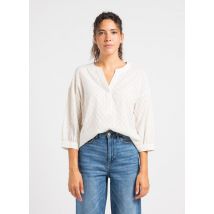 Vila - Ruimvallende - katoenen blouse met tuniekhals en ajourmotiefje - 36 Maat - Beige