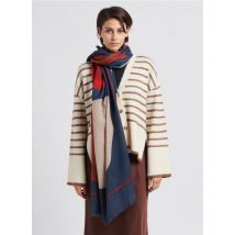 Moismont - Katoenen sjaal met print - Een Maat - Blauw