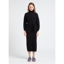 Rita Row - Lange jurk met col wolblend met kasjmier - M Maat - Zwart