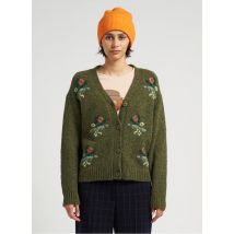 Nice Things - Gebreid vest met v-hals en jacquardmotief materiaalblend - M Maat - Groen