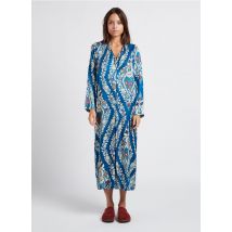 Momoni - Kurzkleid mit v-ausschnitt und print - Größe 40 - Blau