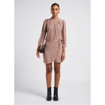 Sessun - Korte jurk met ronde hals en print - L Maat - Roze