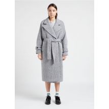 Berenice - Manteau long col tailleur en laine mélangée - Taille 36 - Argent
