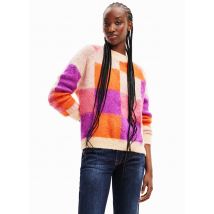 Desigual - Jersey recto de jacquard con cuello redondo - Talla L - Naranja