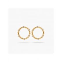 Les Nereides - Boucles d'oreilles tiges créoles cercles du vanier et cristaux - Taille Unique - Jaune