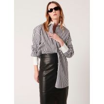 Zapa - Ruimvallende - gestreepte katoenen blouse met klassieke kraag - 38 Maat - Zwart