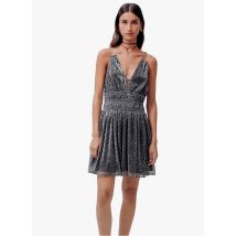 Maje - Robe courte Col V - Taille 40 - Argent