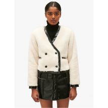 Claudie Pierlot - Ruimvallend jasje van imitatiebont met v-hals - 38 Maat - Multikleurig