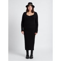 Gina Tricot - Lange jurk met ronde hals en ribbelpatroon - 2XL Maat - Zwart
