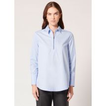Zapa - Katoenen blouse met klassieke kraag met ritsje - 40 Maat - Blauw