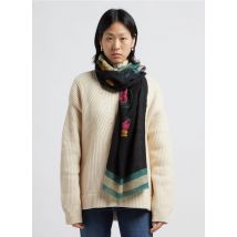 Becksondergaard - Wollen sjaal met bloemmotief - Een Maat - Zwart