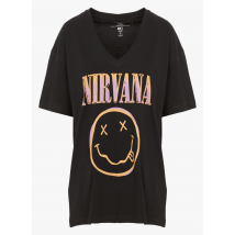 Mkt x nirvana katoenen t-shirt met v-hals en zeefdruk - XS Maat - Zwart