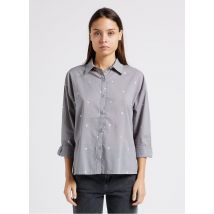 Karl Marc John - Katoenen blouse met klassieke kraag en hartjesprint - L Maat - Grijs