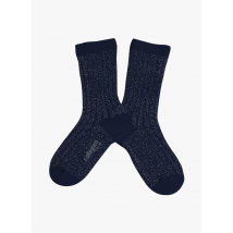 Collegien - Chaussettes côtelées lurex en coton mélangé - Taille 18/20 - Bleu