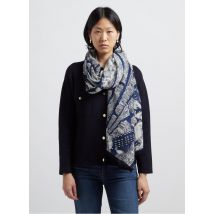 Inoui Editions - Wollen stola met print - Een Maat - Blauw
