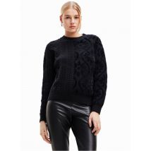 Desigual - Pull oversize col rond en coton mélangé - Taille XL - Noir