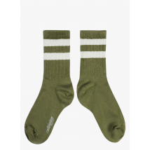 Collegien - Gestreepte sokken met ribbeltextuur katoenblend - 18/20 Maat - Groen