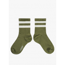 Collegien - Gestreepte sokken met ribbeltextuur katoenblend - 28/31 Maat - Groen
