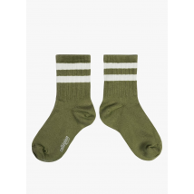 Collegien - Gestreepte sokken met ribbeltextuur katoenblend - 18/20 Maat - Groen