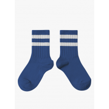 Collegien - Gestreepte sokken met ribbeltextuur katoenblend - 32/35 Maat - Blauw