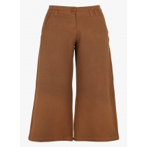 Cotelac - Wijde broek met hoge taille linnenblend - 2 Maat - Bruin