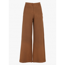 Cotelac - Wijde broek met hoge taille linnenblend - 2 Maat - Bruin