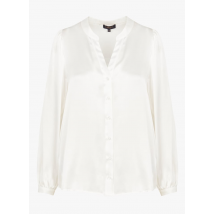 Caroll - Zijden top met v-hals - 36 Maat - Beige