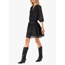 An'ge - Top met tuniekhals en stippenprint - L Maat - Zwart