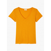 American Vintage - Tee-shirt Col V en coton mélangé - Taille XS - Orange
