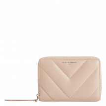 Claudie Pierlot - Doorgestikte portemonnee van schapenleer - Een Maat - Beige