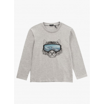 Ikks Junior - Katoenen t-shirt met ronde hals en zeefdruk - 5A Maat - Grijs