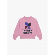 The New Society - Sudadera holgada serigrafiada de algodón con cuello redondo - Talla 4A - Rosa